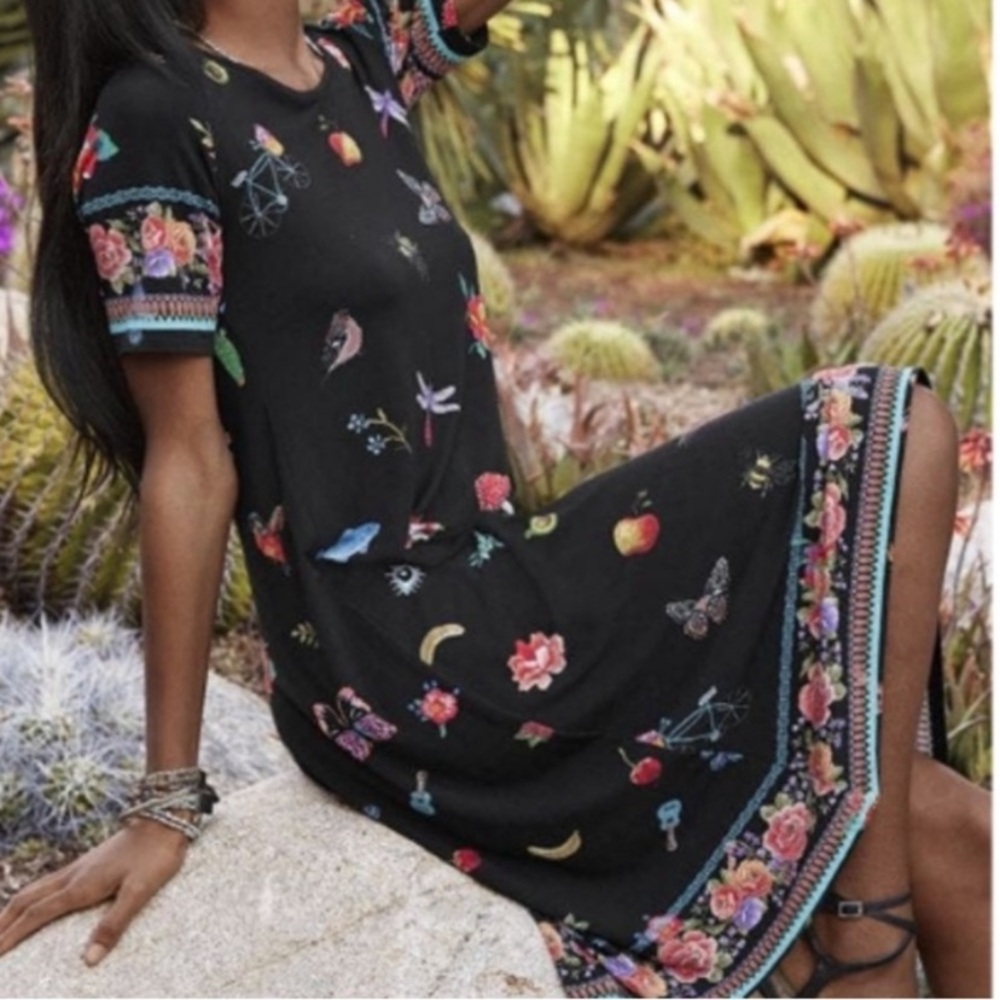 Johnny Was Zooey Border Bamboo Swing Dress XS